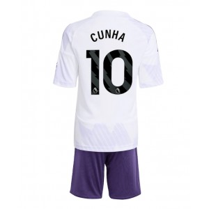 Fotbalové Dres Manchester United Matheus Cunha #10 Dětské Venkovní Oblečení 2025-26 Krátký Rukáv (+ trenýrky)